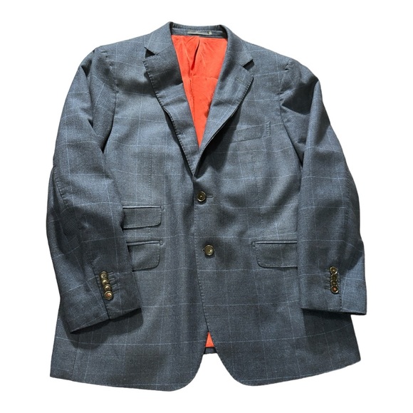 Suit Supply blue plaid wool and silk by Lanificio Carlo Barbera blazer size 46S. - Picture 3 of 10